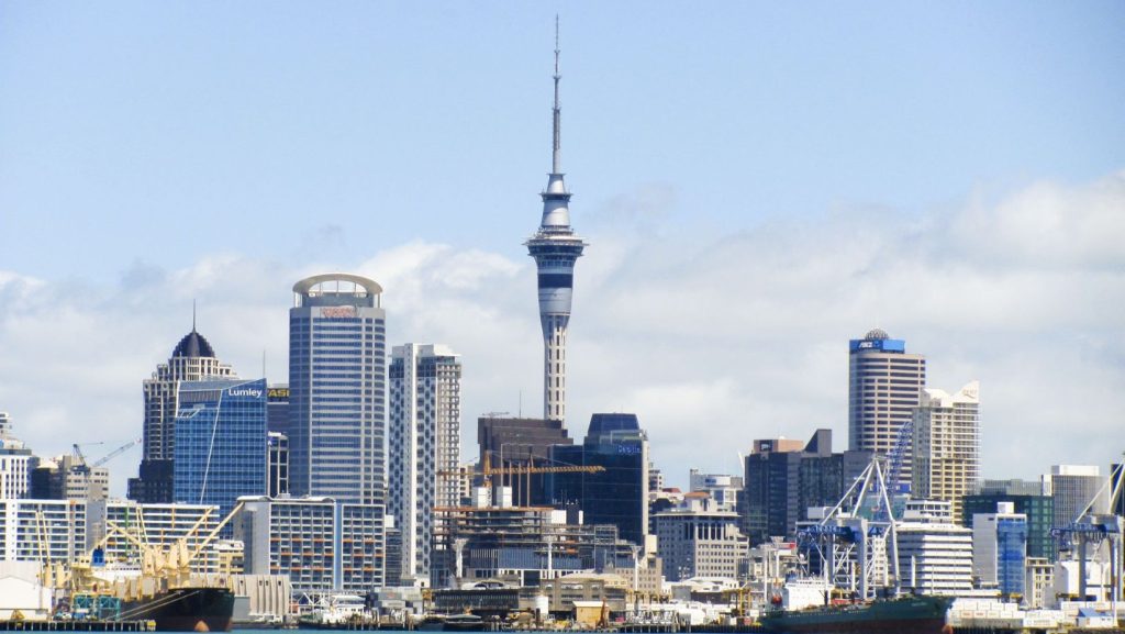 skyline of city of Auckland with sky-scrappers