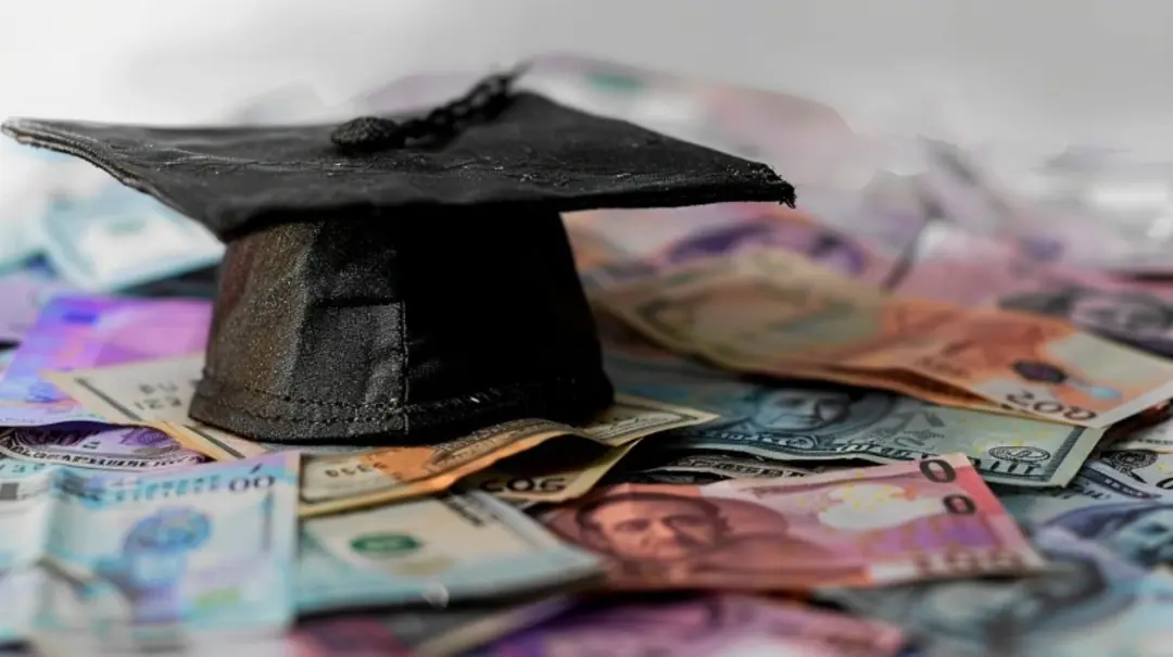 A university hat kep on a heap of money demonstrating Leap Finance Vs. Auxilo education loan